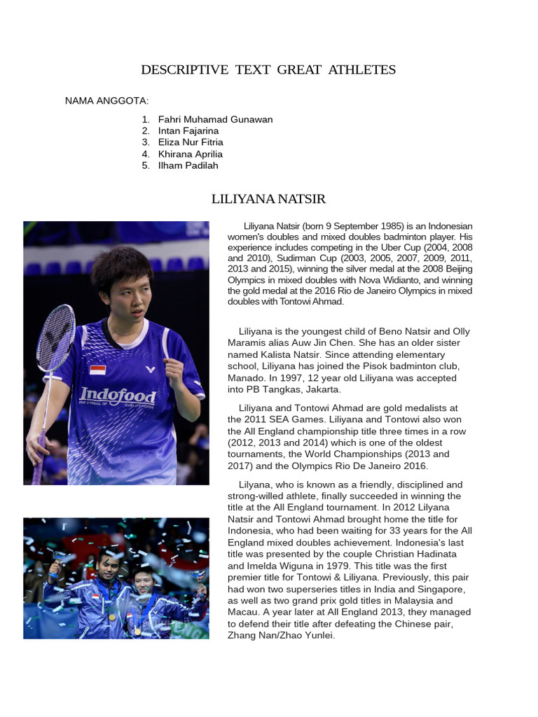 Descriptive Text Great Athletes | PDF