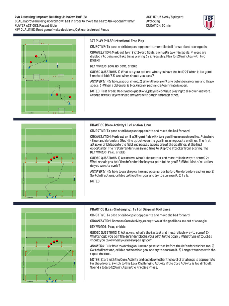 4v4 Attacking Improve Building Up in Own Half B | PDF
