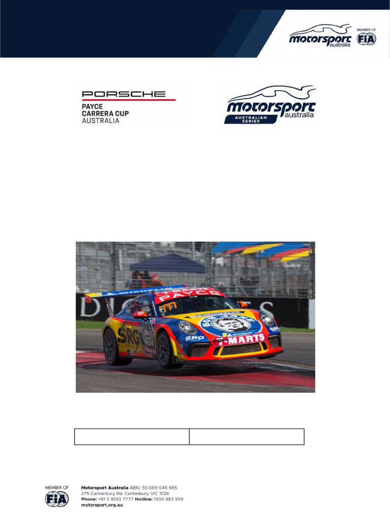 2020 Porsche Payce Carrera Cup Australia Series Sporting and Technical ...