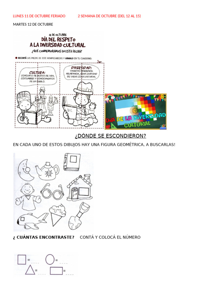 Actividades educativas del 11 al 15 de octubre | PDF