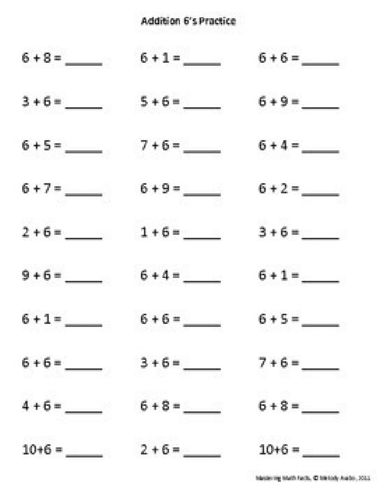 Adding 6's Test | PDF