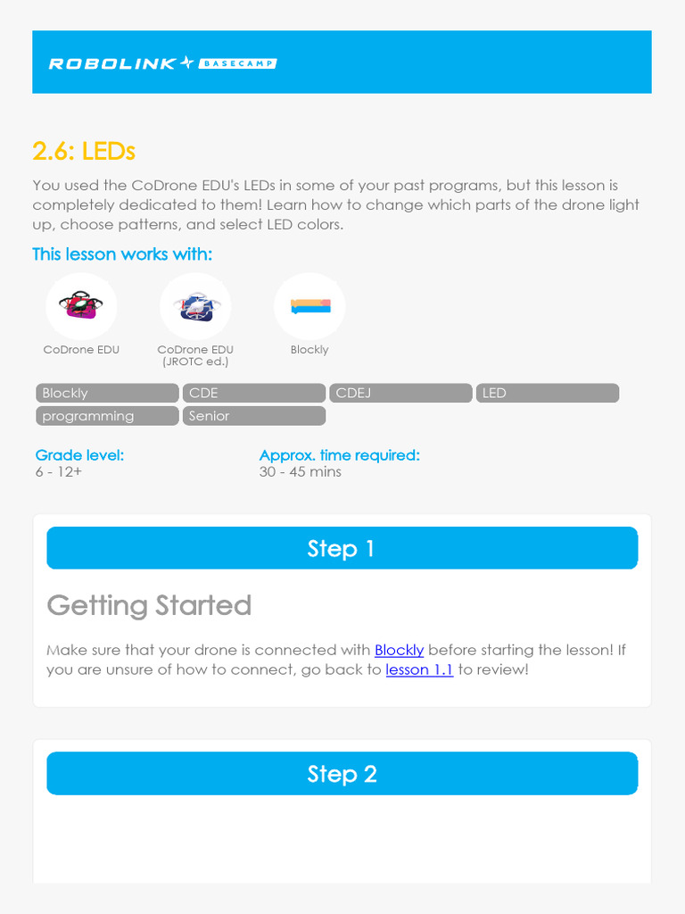 CoDrone EDU LED Programming Guide | PDF | Light Emitting Diode | Rgb ...