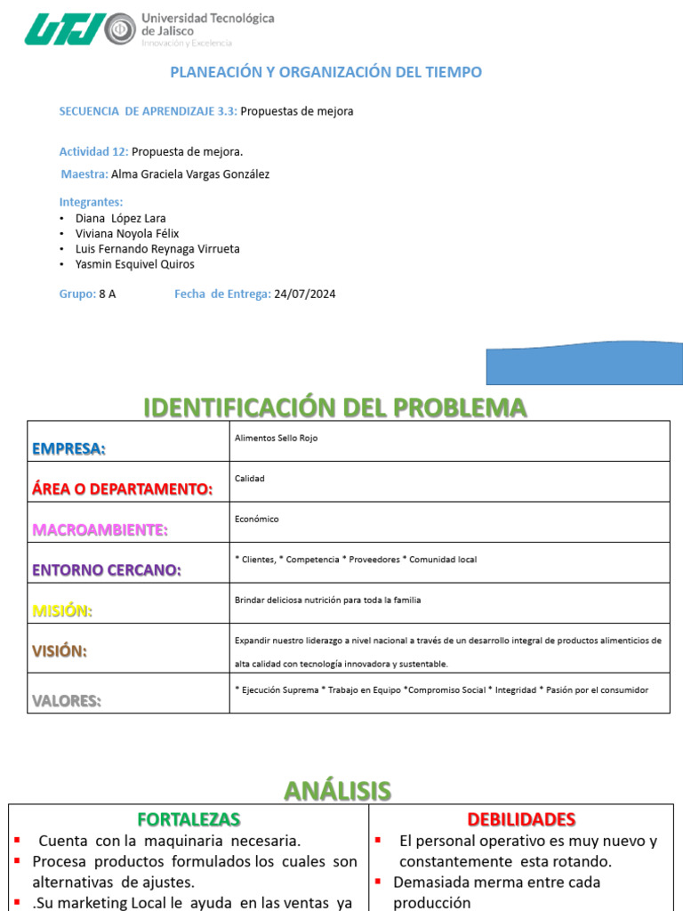 Propuestas de Mejora en Calidad Alimentaria | PDF | Business | Calidad ...