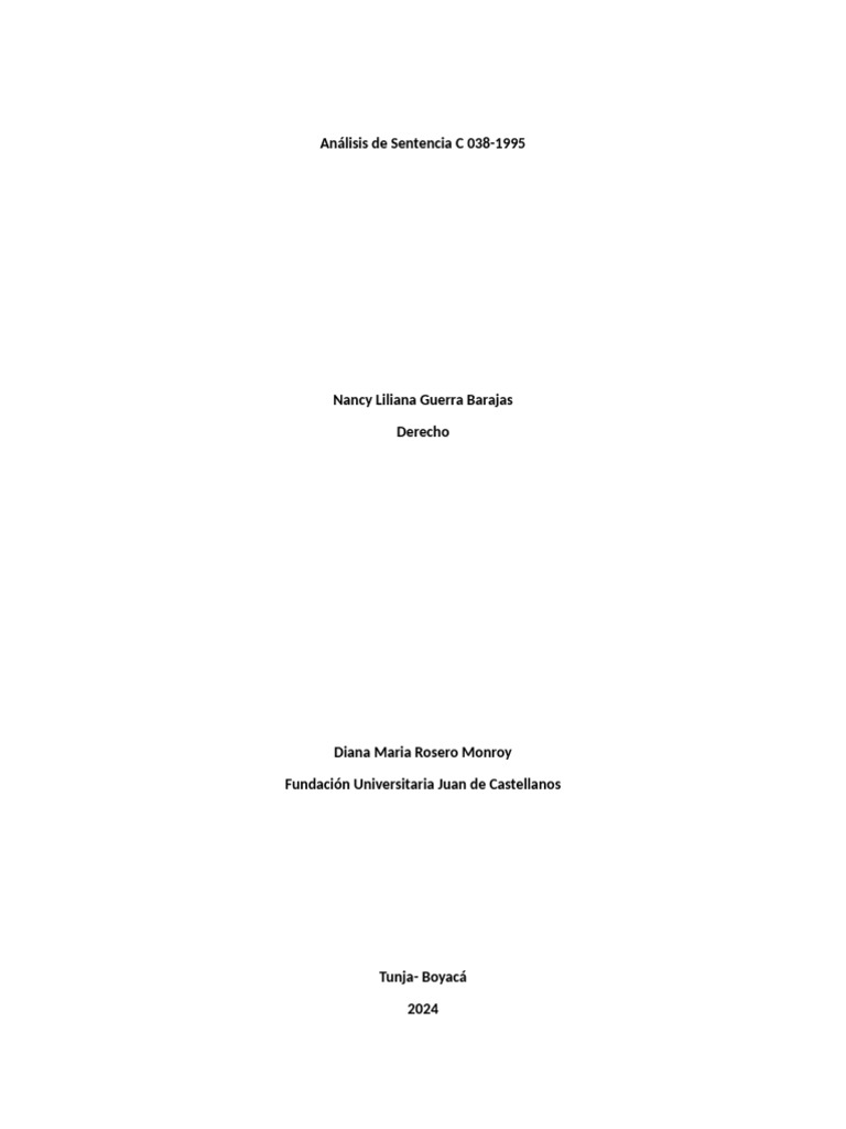 Análisis de Sentencia C 038 | PDF | Constitución | Estado (política)