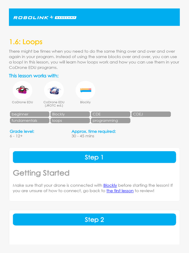 1 6 Loops Junior Cde Blockly | PDF | Control Flow | Variable (Mathematics)