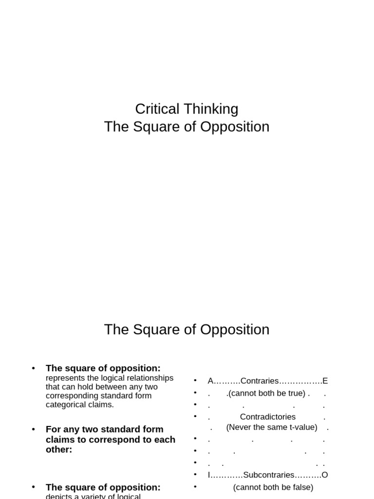 LOGICAL OPPOSITION | PDF | Argument | Logic