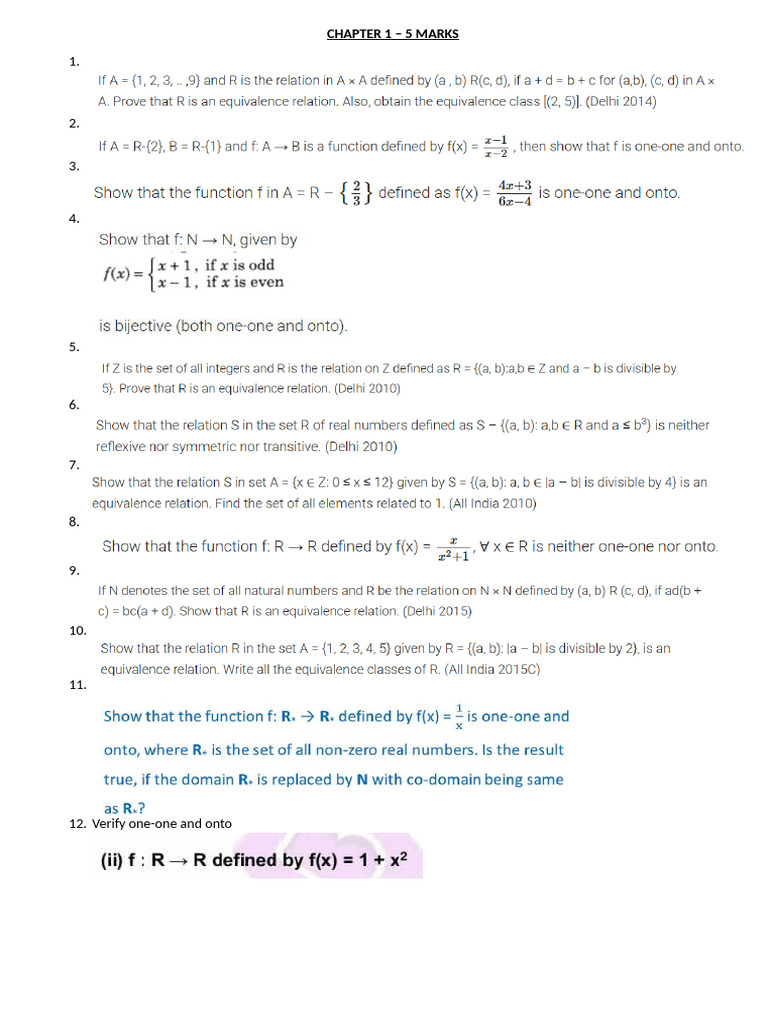 CHAPTER 1 - 5 Marks | PDF | Science & Mathematics