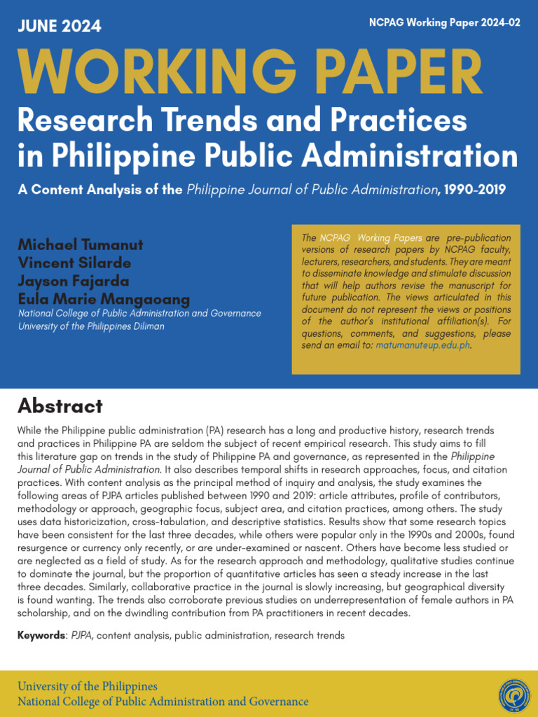 Trends in Philippine Public Administration Research | PDF | Public ...