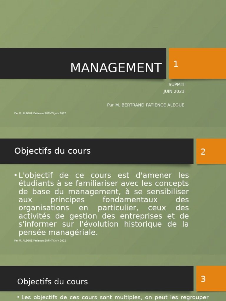 Introduction au Management et Objectifs | PDF | Business | Économie