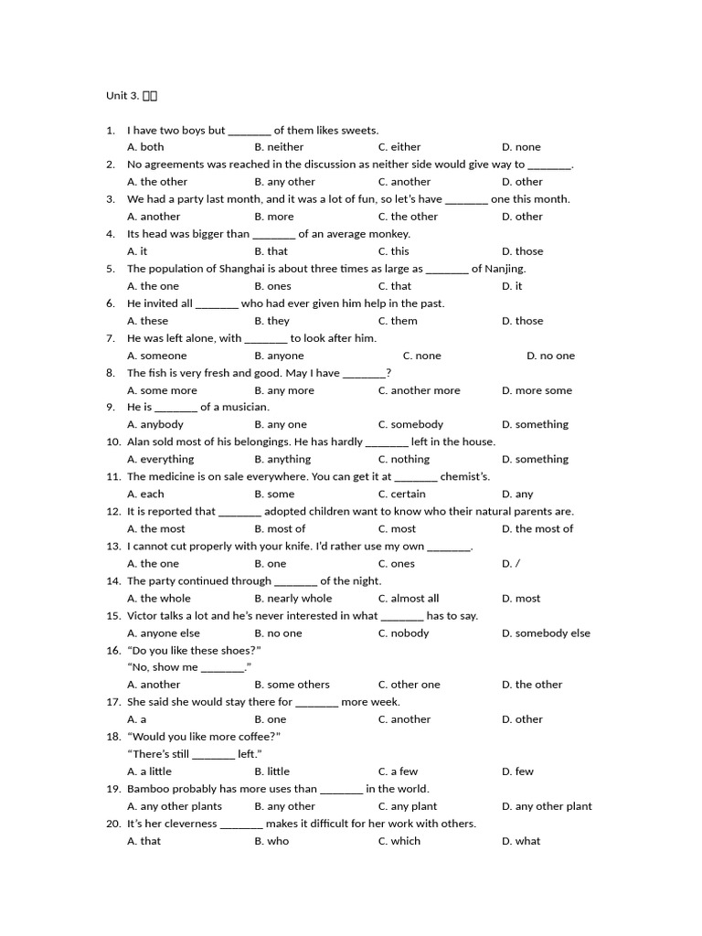 Unit 3. 代词 | PDF
