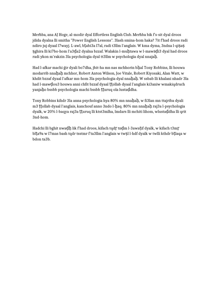Translation Darija Intro Main Text | PDF | Language Arts & Discipline ...