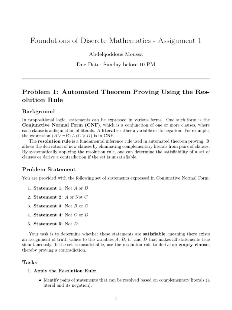 Assignment 1 | PDF | Metalogic | Mathematical Logic