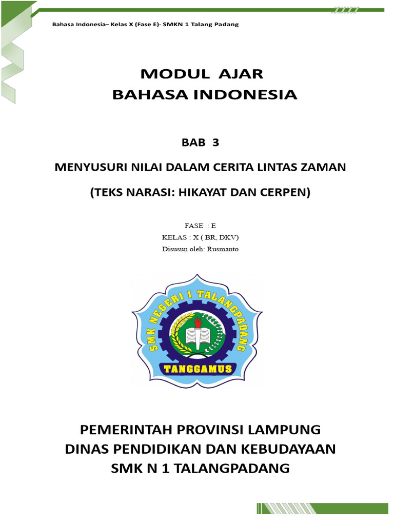 Modul Ajar Teks Narasi Kelas X | PDF | Seni & Disiplin Bahasa | Kajian ...