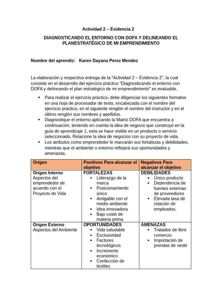 Delineando el Plan Estratégico DOFA | PDF | Análisis FODA | Iniciativa ...