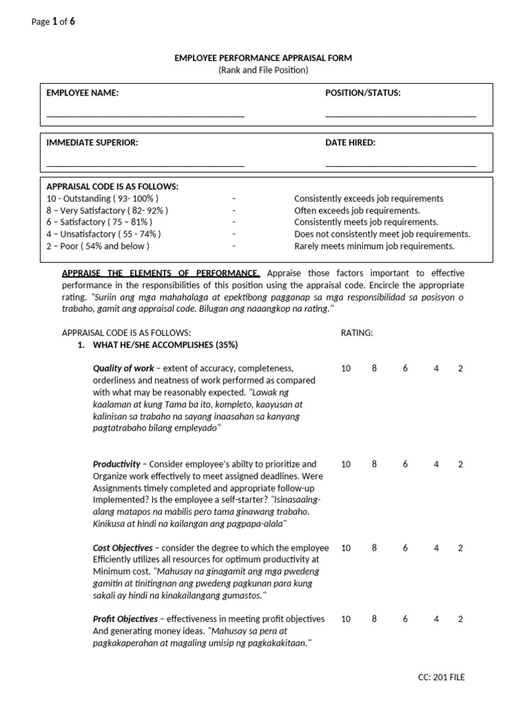 Rank and File Evaluation | PDF | Social Psychology | Business