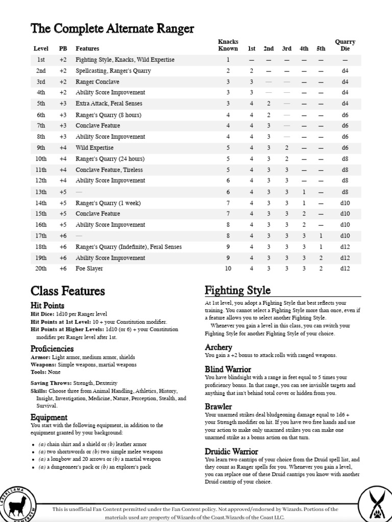Complete Guide to Alternate Ranger Class | PDF