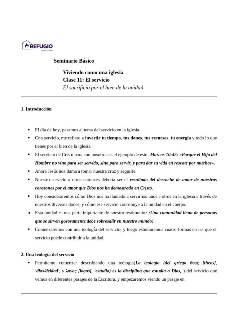 Servicio y Unidad en la Iglesia | PDF | Cristo (título) | Iglesia cristiana