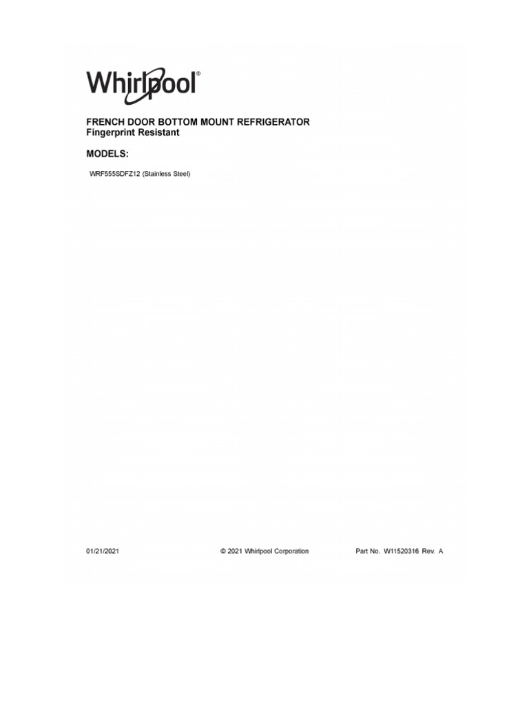 Whirlpool Wrf555sdfz12 Diagrams | PDF | Refrigerator | Home Appliance