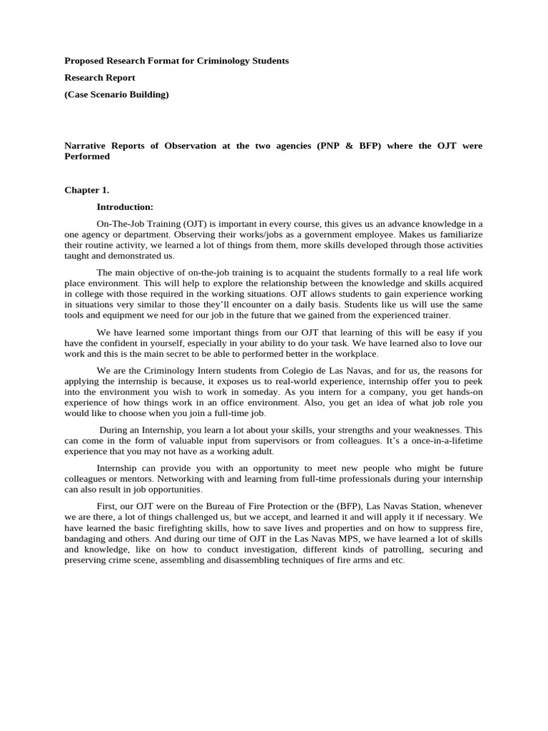 Criminology OJT Report: BFP & PNP Insights | PDF | Police | Emergency ...