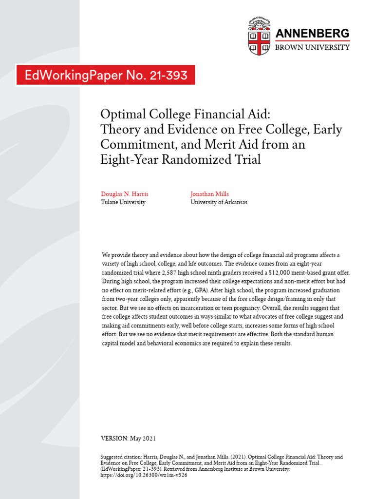 College Financial Aid Impact Study | PDF | Student Financial Aid In The ...