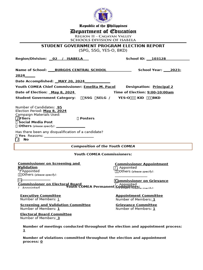 2024 Student Government Election Report | PDF