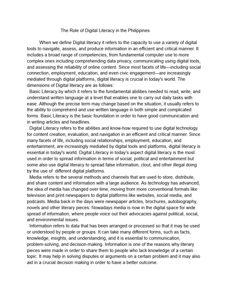 Enhancing Digital Literacy in the Philippines | PDF | Literacy | Knowledge