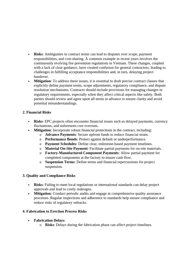 Risk For EPC | PDF | Risk | Project Management