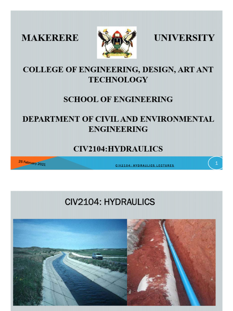 CIV2104 Hydraulics Course Overview | PDF | Fluid Dynamics | Momentum