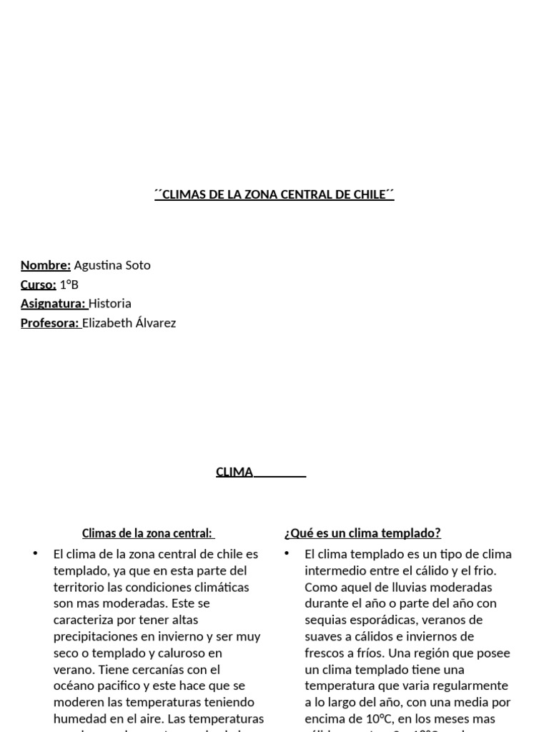 Clima Templado en la Zona Central de Chile | PDF | Clima templado | Clima