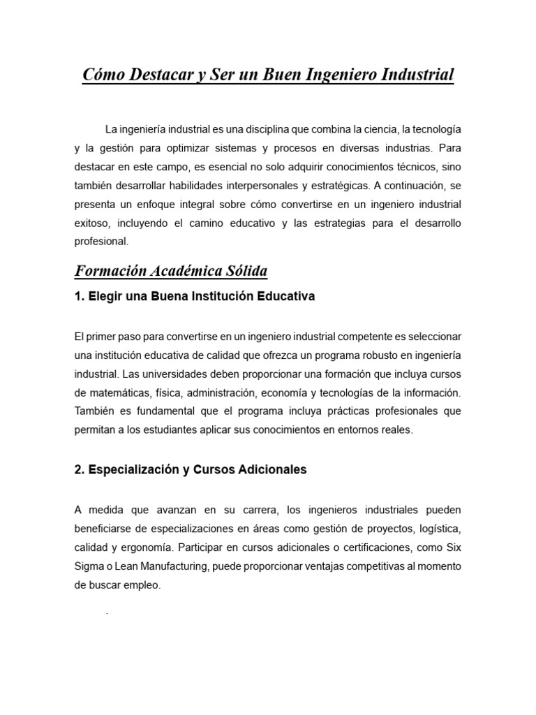 Cómo ser un ingeniero industrial exitoso | PDF | Ingeniería Industrial
