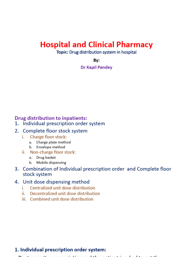 Drug Distribution System in Hospital | PDF | Pharmacy | Medical ...