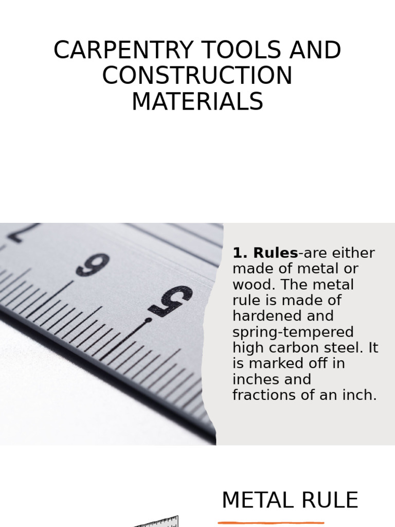 Essential Carpentry Materials and Tools | PDF | Knife | Woodworking