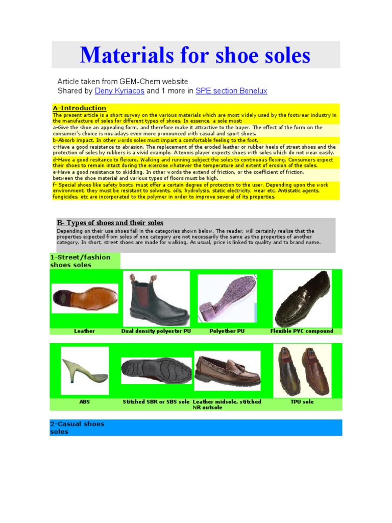 Materials For Shoe Soles PDF Shoe Thermoplastic