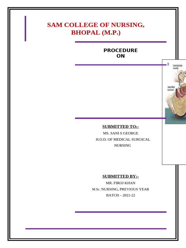 Endotracheal Intubation Procedure Guide | PDF | Clinical Medicine ...