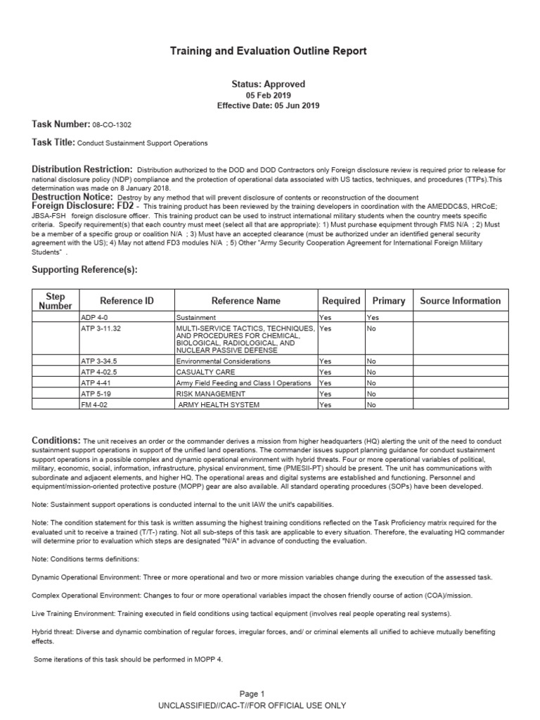 Sustainment Support Operations Training | PDF | Non Commissioned Officer