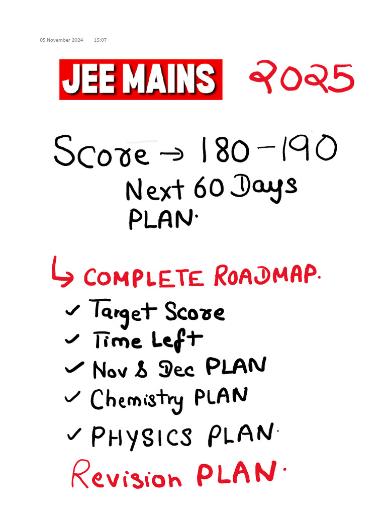 JEE MAINS 2025 60 Days JAN Attempt Roadmap | PDF | Chemical Reactions ...