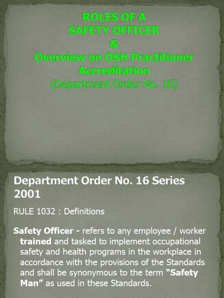 Occupational Safety Officer Guidelines | PDF | Occupational Safety And ...