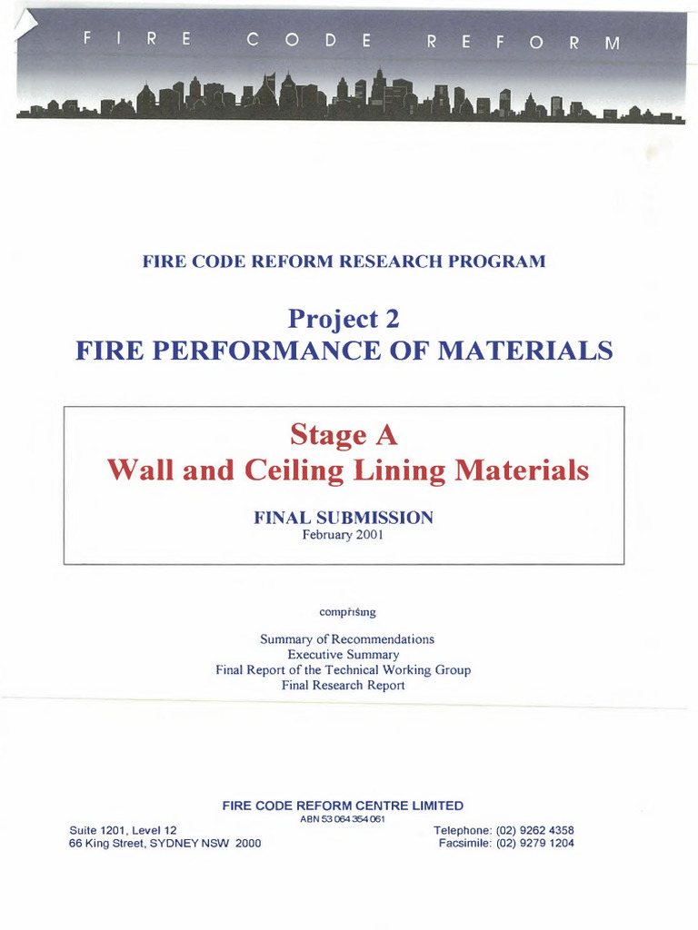 FCRC Fire Performance of Wall and Ceiling Lining Materials | PDF | Fire ...