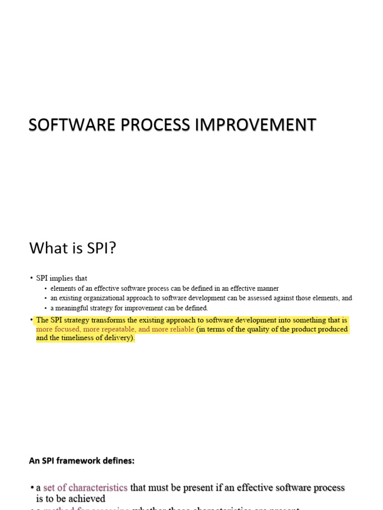 Software Process Improvement Strategies | PDF | Software | Project ...