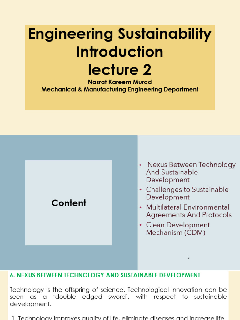Engineering Sustainability - Introduction - 2 - Lecture 2 | PDF | Clean ...