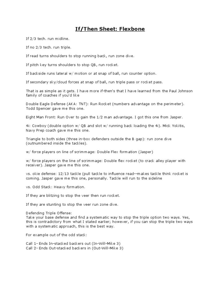If Then Sheet PDF Quarterback Sports Rules And Regulations