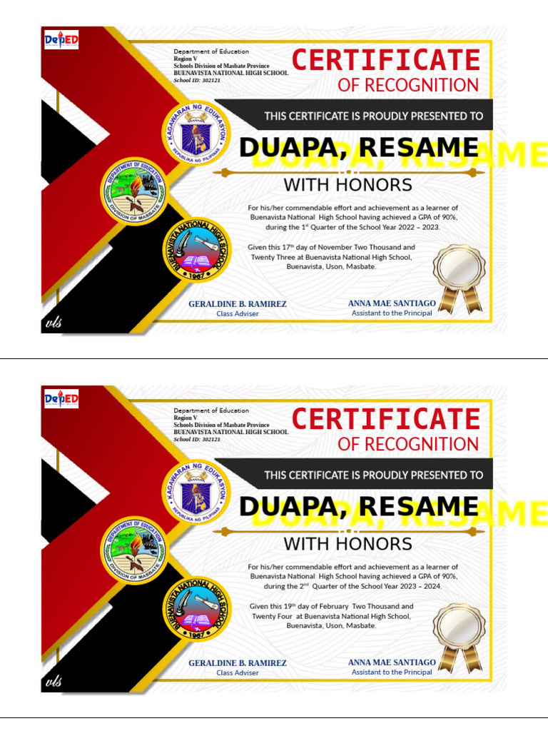 Certificates With Honors | PDF