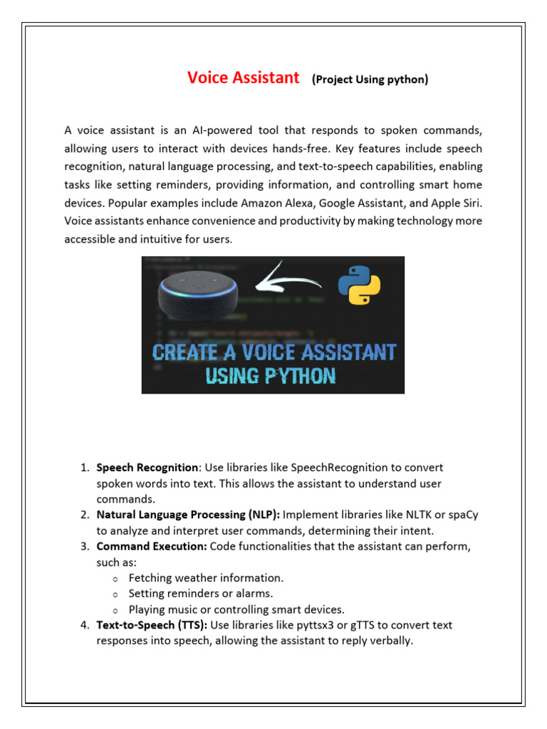 Python Voice Assistant Project Guide | PDF | Speech Synthesis ...