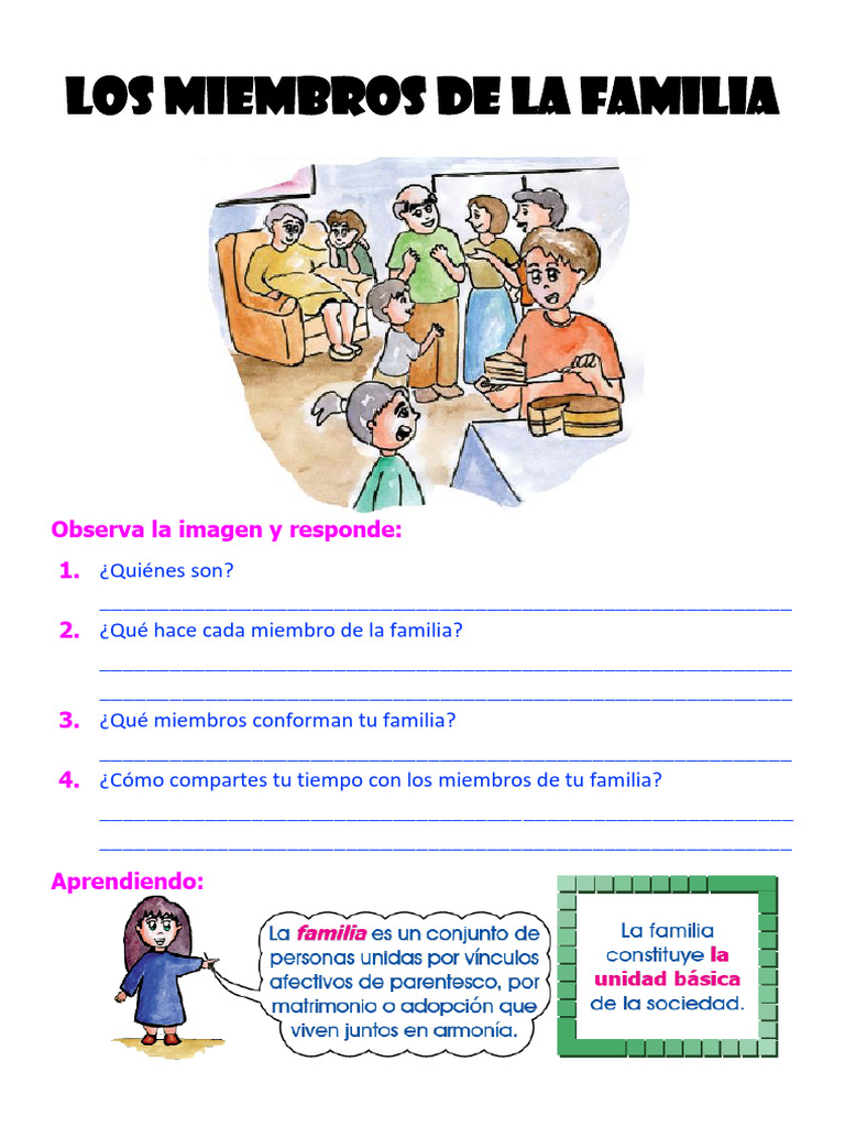 Miembros de la Familia: Actividades y Reflexiones | PDF