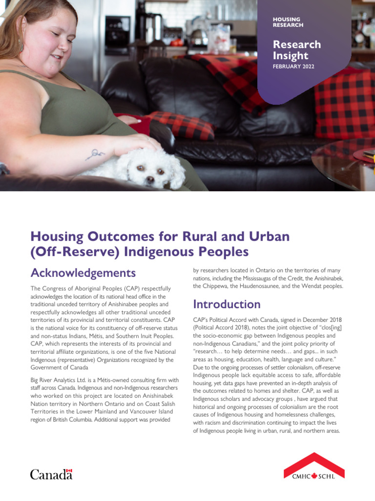 Housing Outcomes For Rural and Urban (Off-Reserve) Indigenous Peoples ...