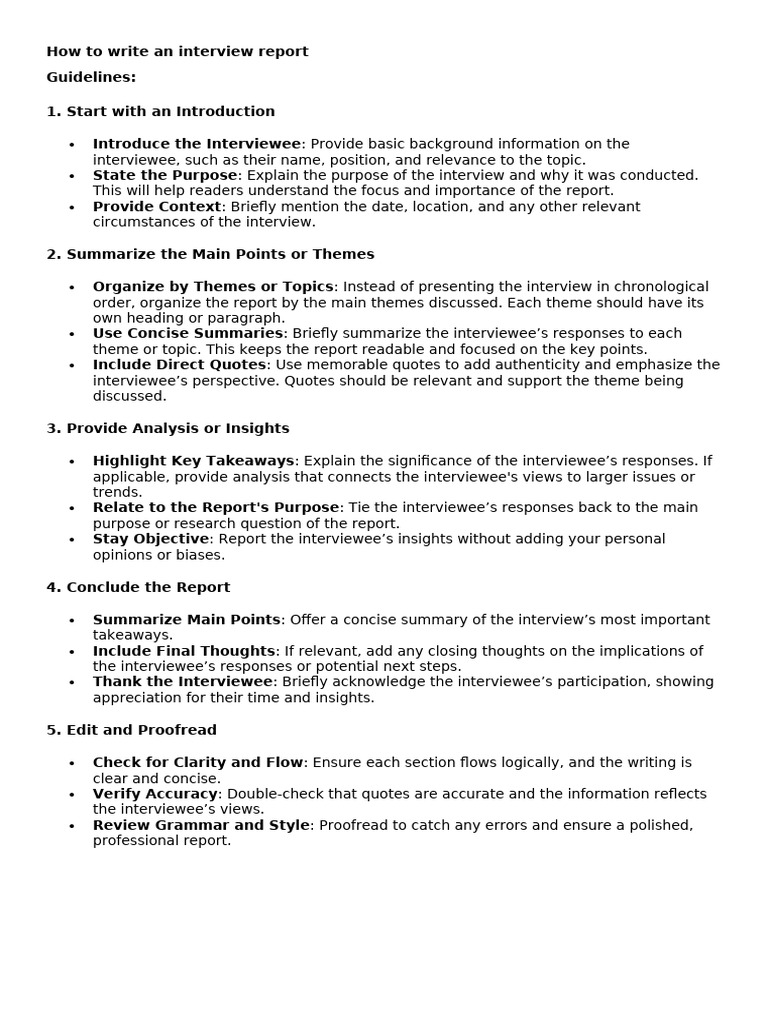 How To Write An Interview Report | PDF | Proofreading | Interview