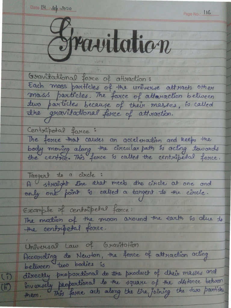 Notes Science Gravitation | PDF | Teaching Methods & Materials