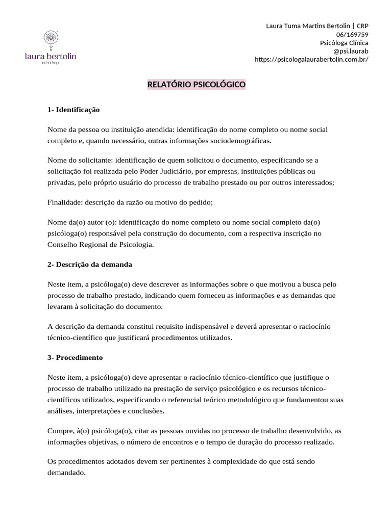 Relatorio Psicologico | PDF | Psicologia | Science