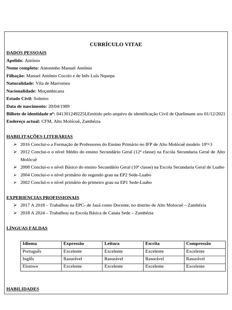 Currículo Vitae Cocolo | PDF | Carreira e Crescimento | Artes ...