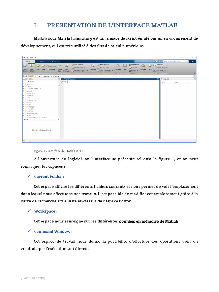 Interface et commandes de base MATLAB | PDF | Matrice (Mathématiques ...
